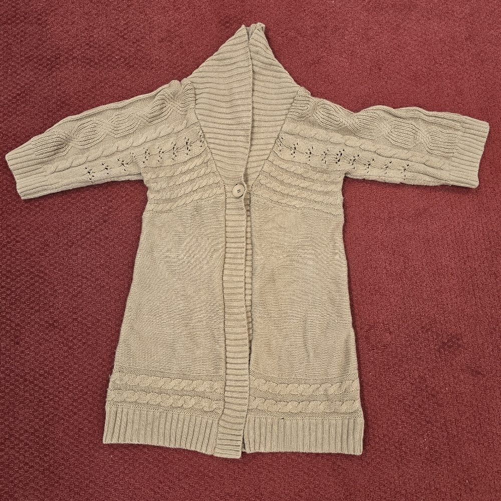 Sonoma Life+Style Junior's Tan Cardigan Sweater Size XL - Picture 3 of 8